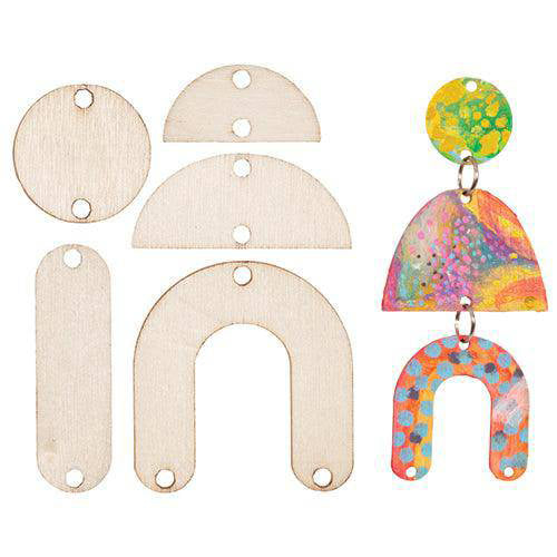 Wooden Earring Drop Pieces 90pcs