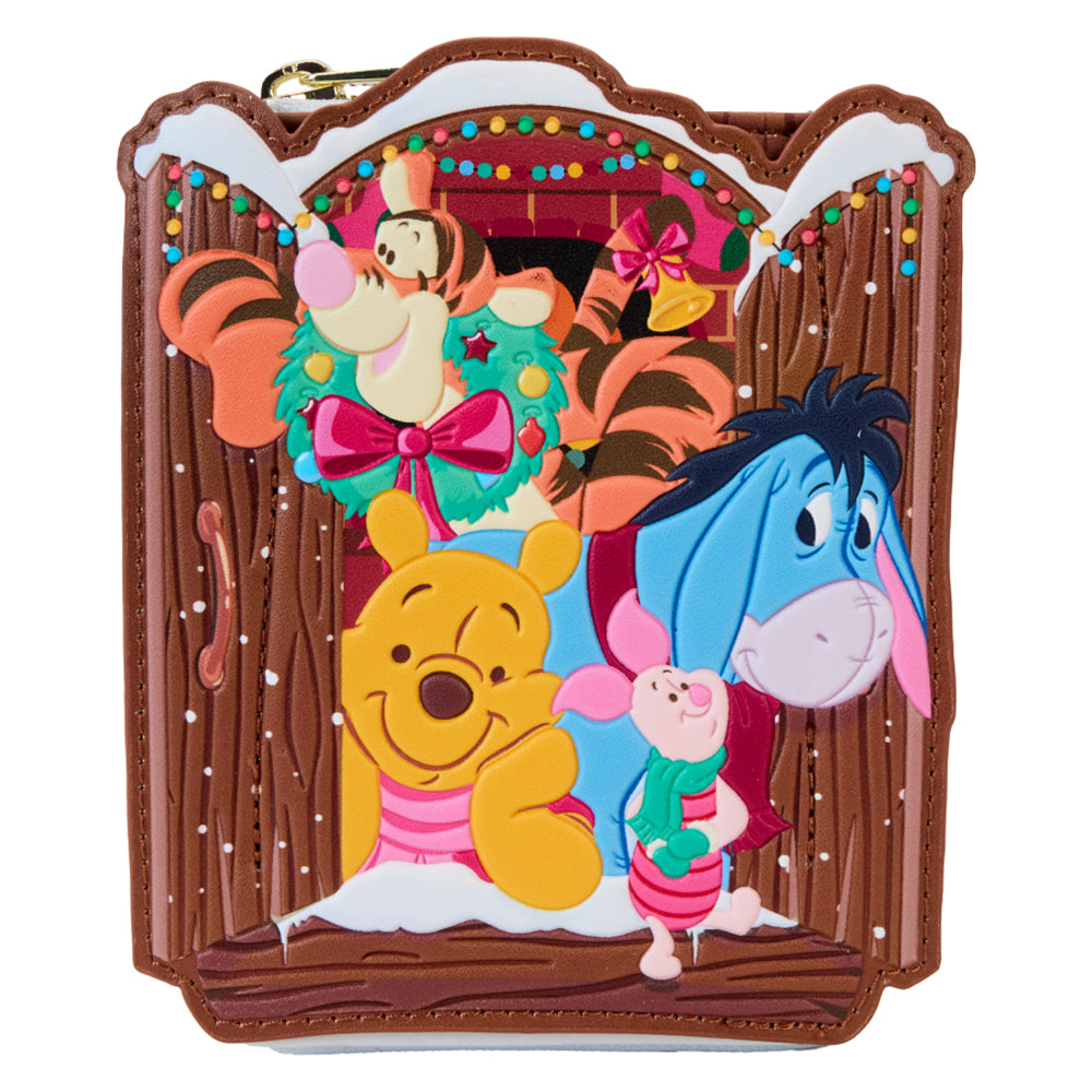 Winnie The Pooh Pooh & Friends Holiday Scene Zip Wallet