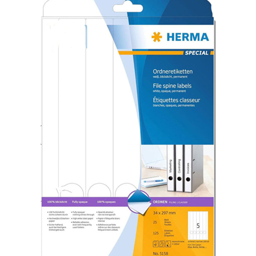 Herma File Spine Etyels A4 25pc (biały)