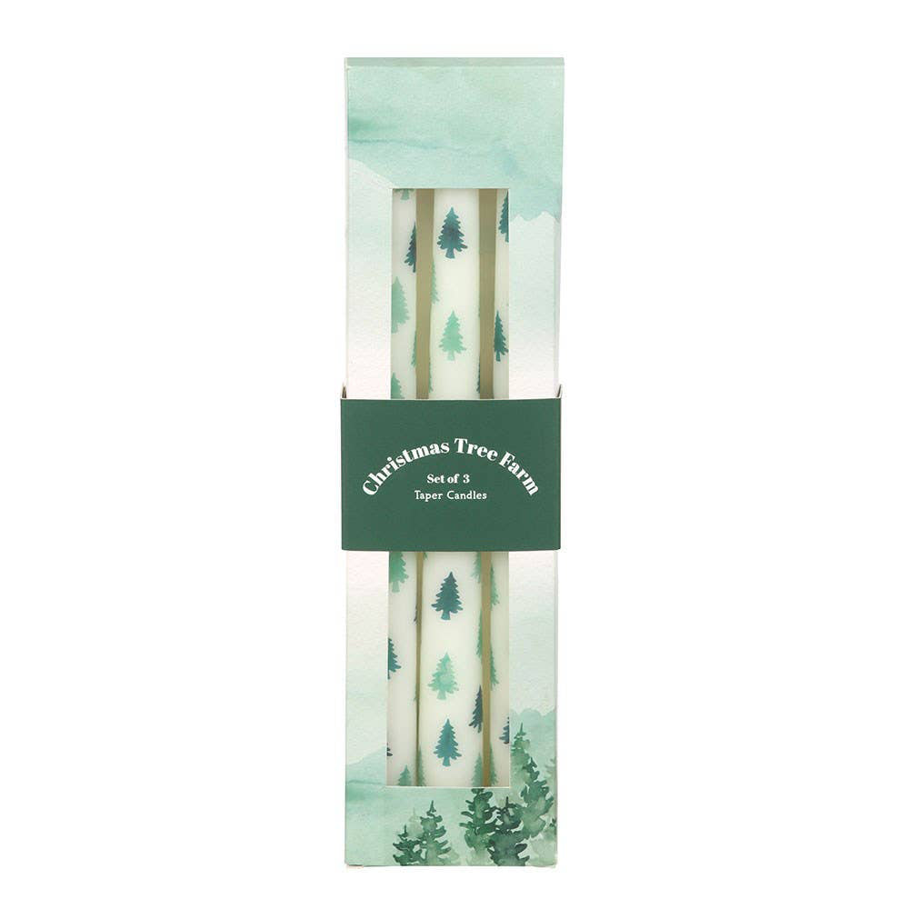 White Fir Tree Taper Candles (Set of 3)