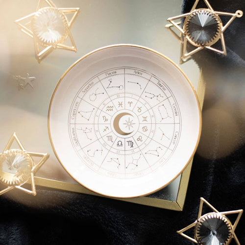 Astrology Wheel Trinket Dish Off White