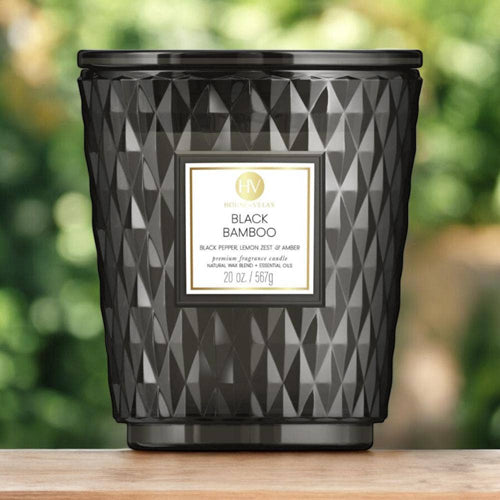 Black Bamboo Coloured Glass Candle 595g