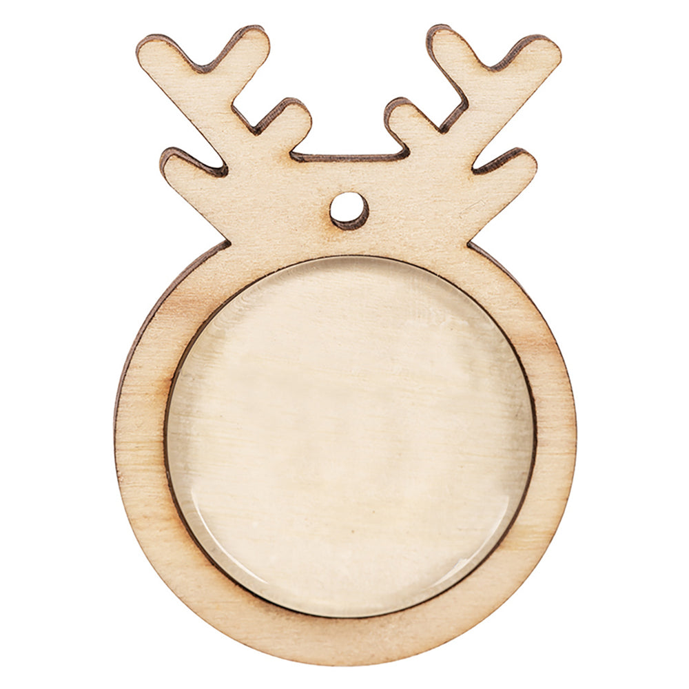 Wooden Reindeer Pendants with Cabochon 10pcs
