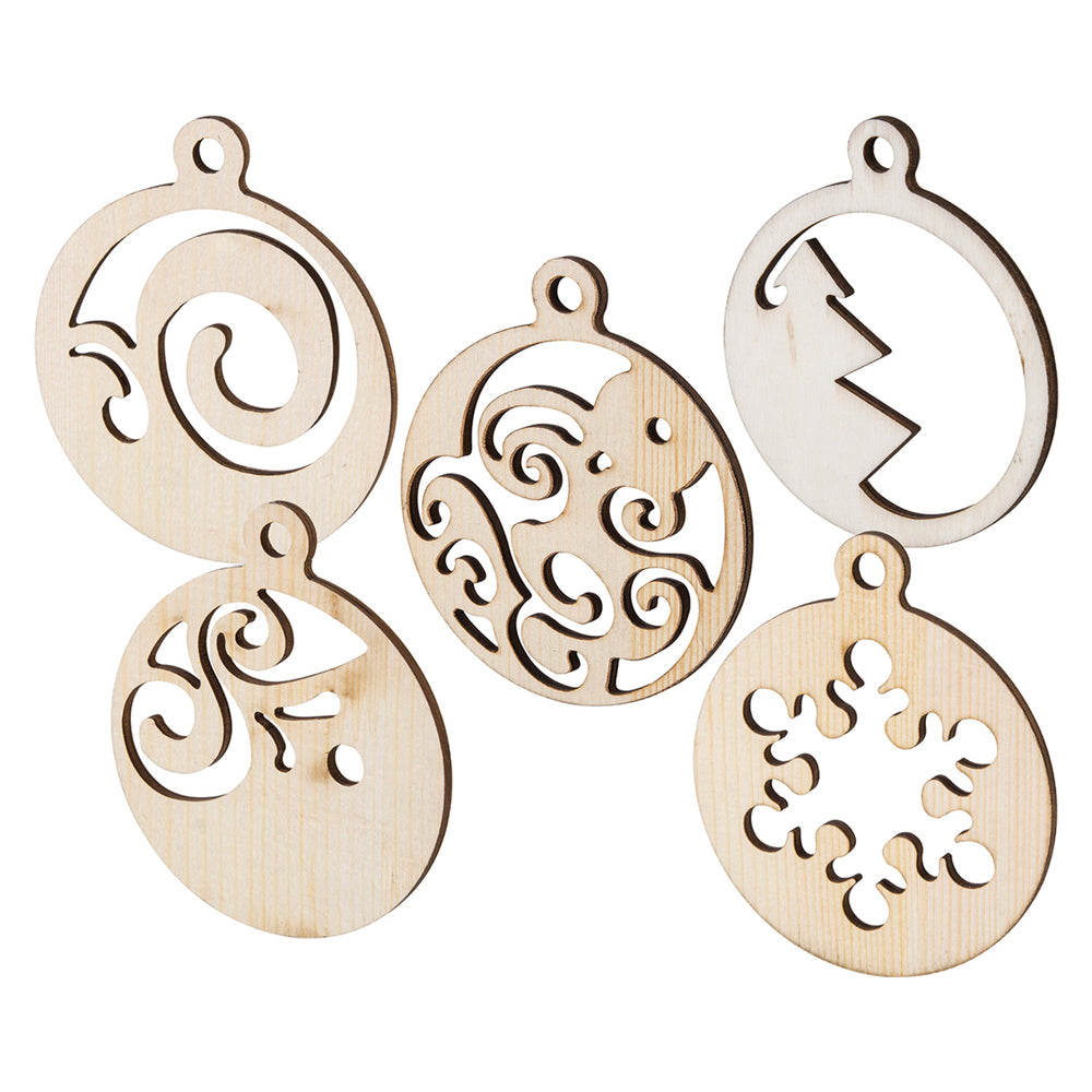 Wooden Xmas Baubles 20pk