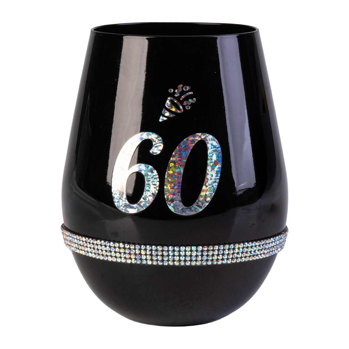 Black Luxe Birthday Stemless Wine Glass