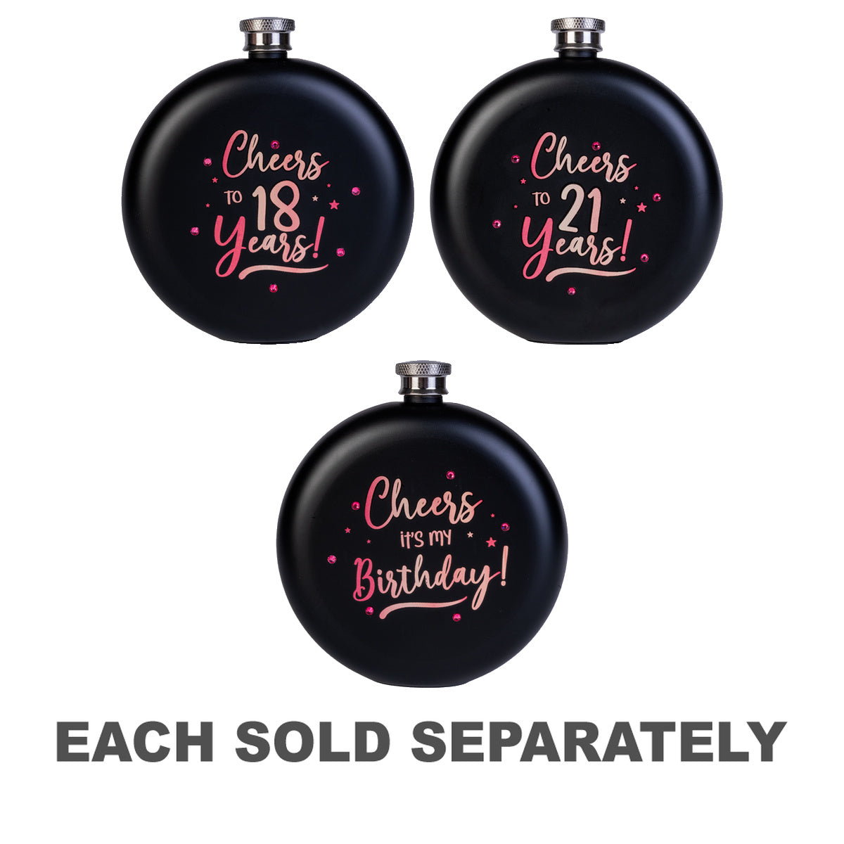 Rose Gold Birthday Round Flask