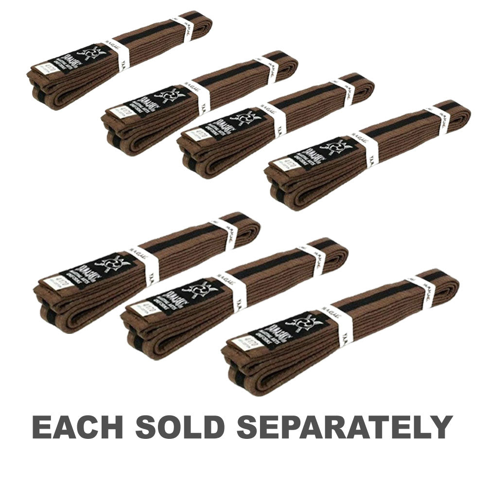 Yamasaki Coloured Martial Arts Belts with Black Stripe (Brown)